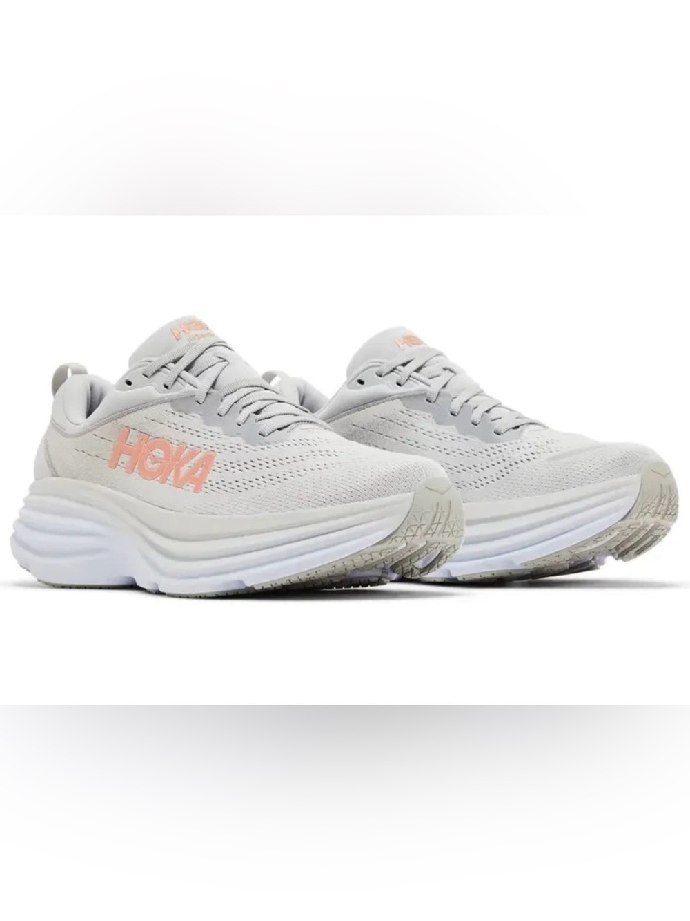Hoka Bondi 8 Wide Mens Size 8.5D Harbor Mist Lunar Rock Grey Womens 10D